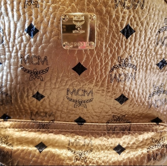 MCM Gold Coated Canvas Backpack - Picture 4 of 8